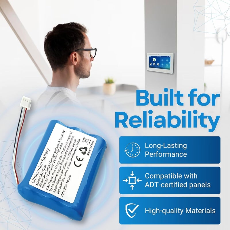 WirelessFinest Battery Replacement for ADT Command Smart Security Panel ADT5AIO-1 ADT5AIO-2 ADT5AIO-3 ADT7AIO-1, Honeywell ADT 2X16 AIO Home Security System Keypad ADT2X16AIO-1 ADT2X16AIO-2 Battery 300-10186 - Image 5